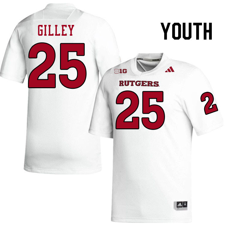 Youth #25 DK Gilley Rutgers Scarlet Knights 2024 College Football Jerseys Stitched-White